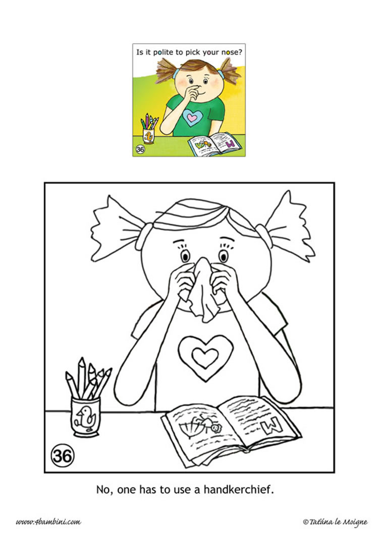 Dont pick your nose coloring pages