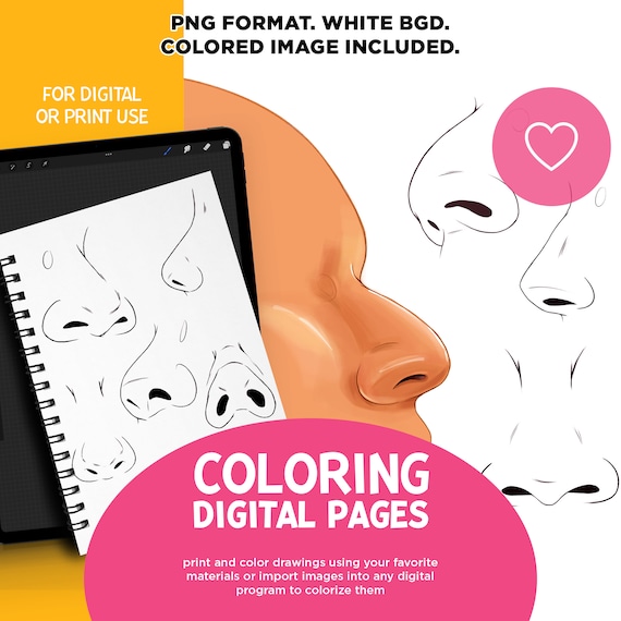 Nose shapes png coloring pages coloring book adult