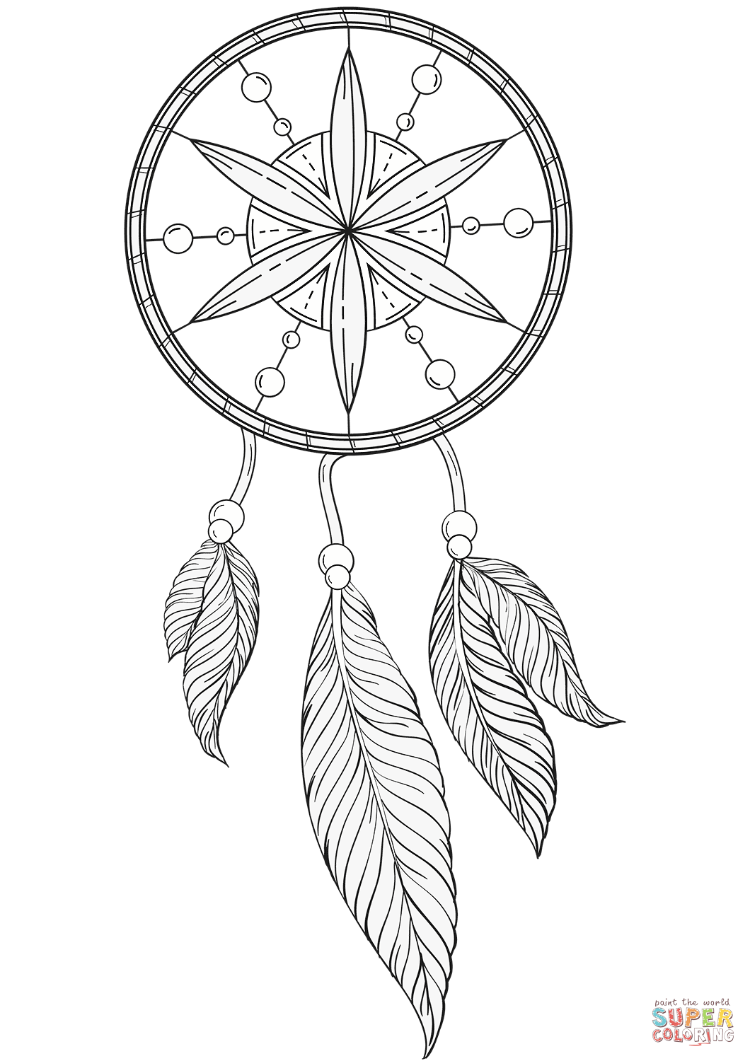Dream catcher coloring page free printable coloring pages