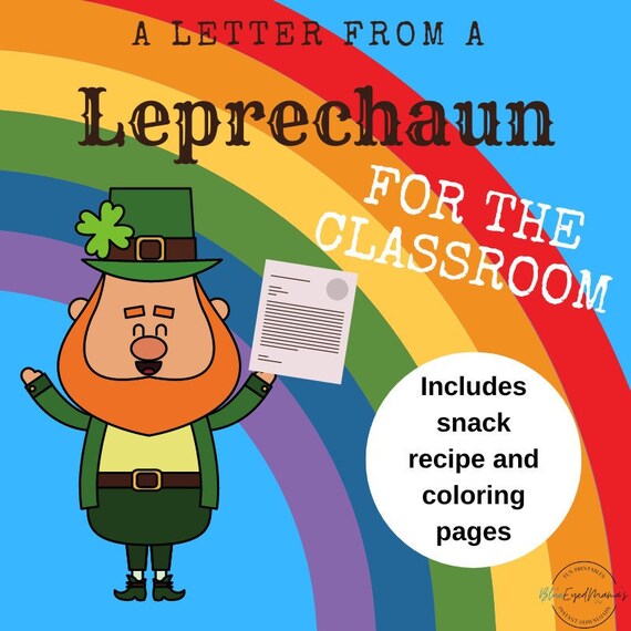 Leprechaun letter for the classroom and st patricks day coloring page printable