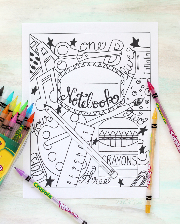 Back to school notebook cover printable coloring page