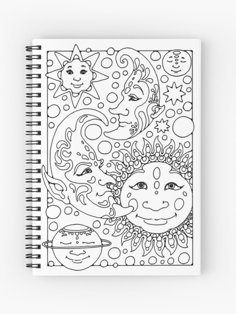 Adult coloring pages astres spiral notebook by yuna