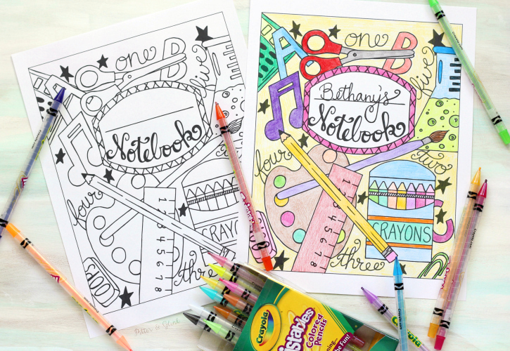 Back to school notebook cover printable coloring page