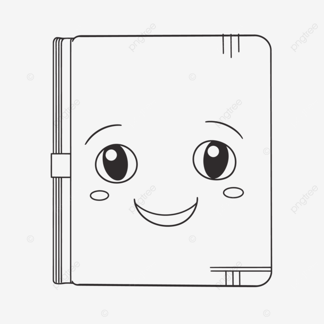 Happy little book coloring page outline sketch drawing vector notebook drawing notebook outline notebook sketch png and vector with transparent background for free download