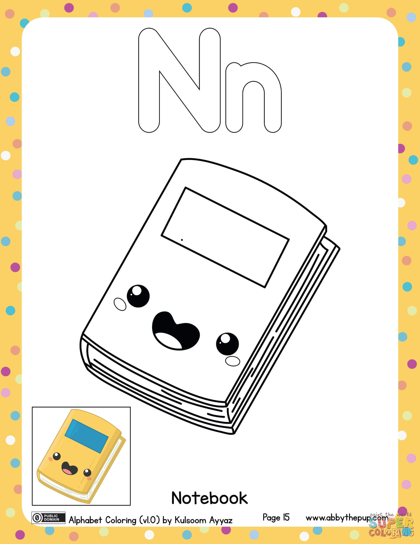 N is for notebook coloring page free printable coloring pages