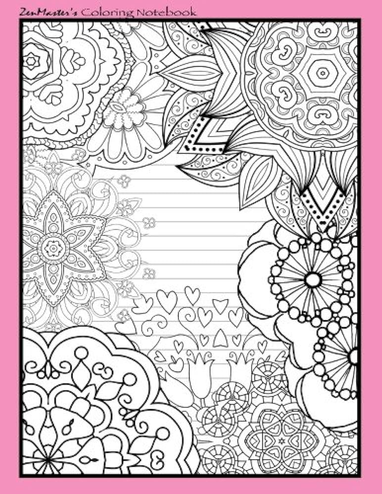 Coloring notebook pink therapeutic notebook for writing journaling and note