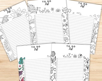 Printable coloring to do list coloring book coloring gift stationery gift butterflyfloral coloring cute stationery instant download