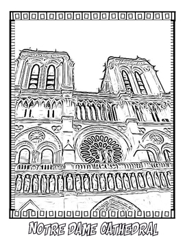 Notre dame cathedral coloring page by danahs creative teaching tools