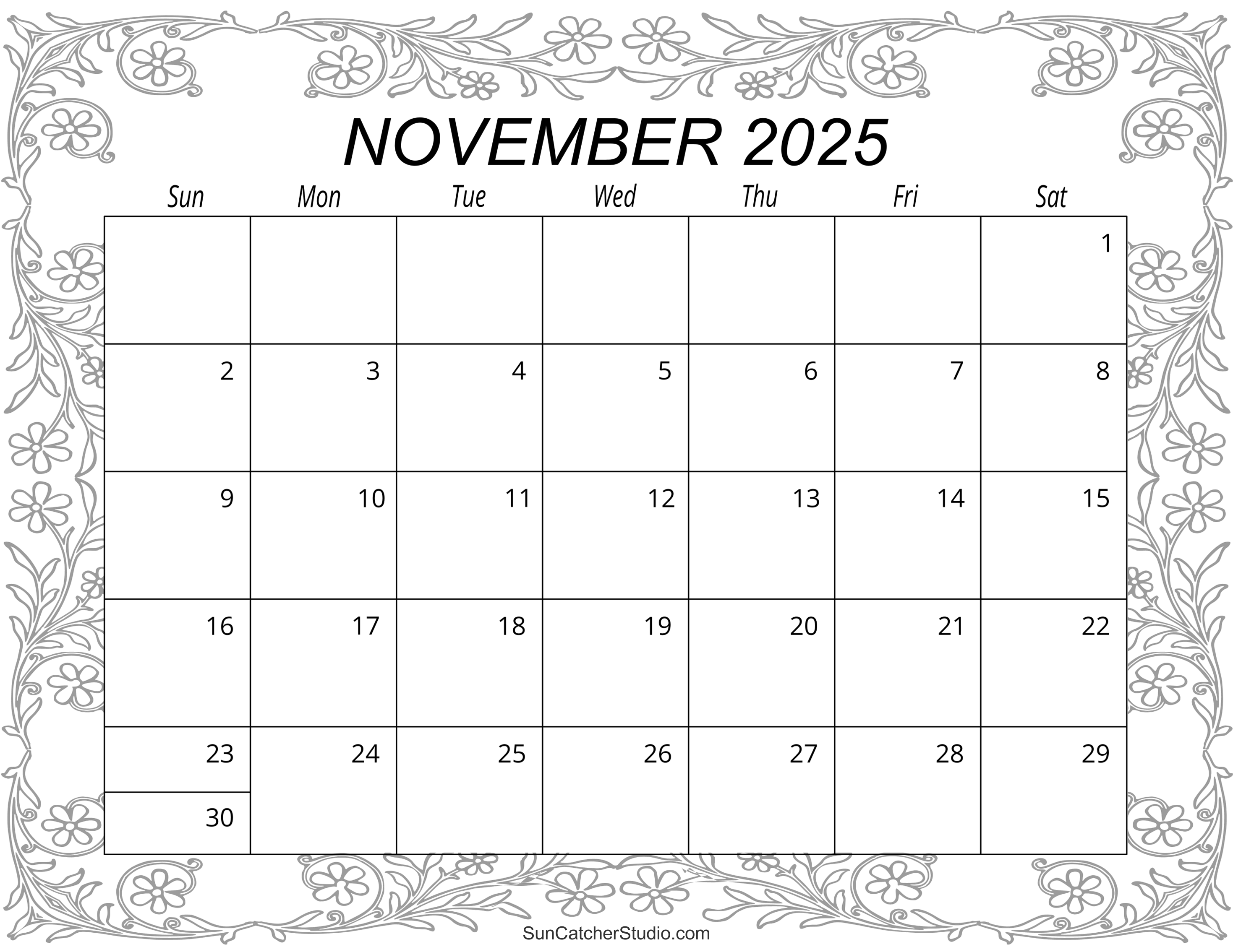 November calendar free printable â diy projects patterns monograms designs templates