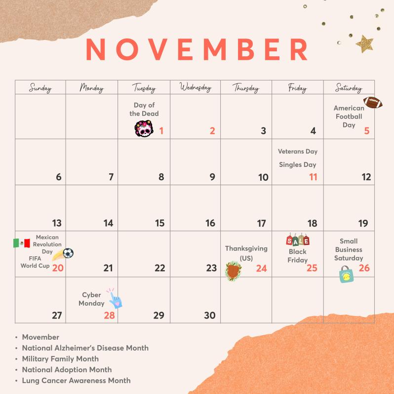 November holiday calendar