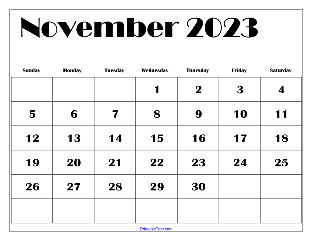 Free november calendar printable pdf with holidays templates