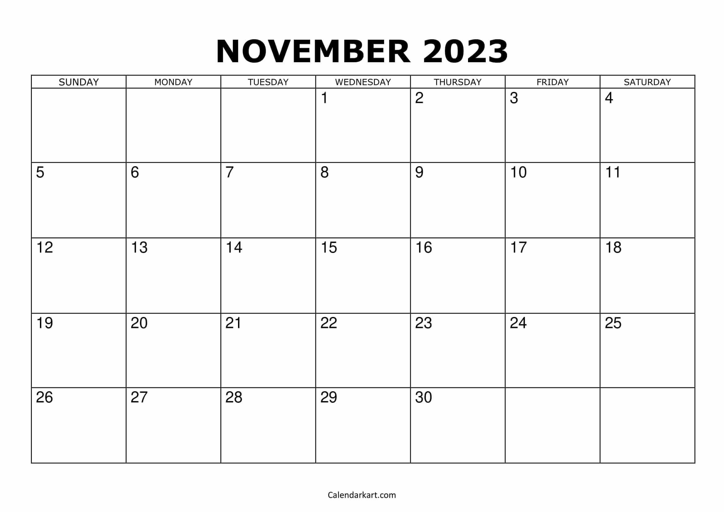 Free printable november calendars