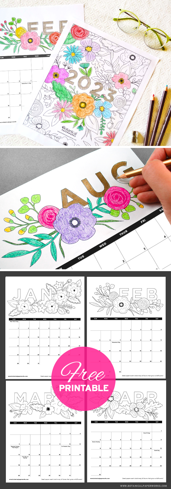 Free printable calendars botanical paperworks