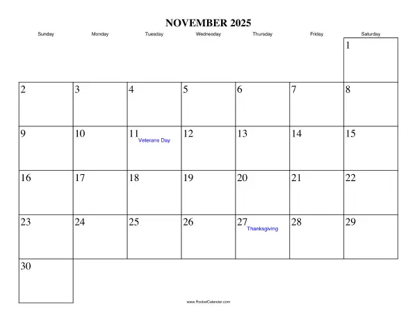 November calendar