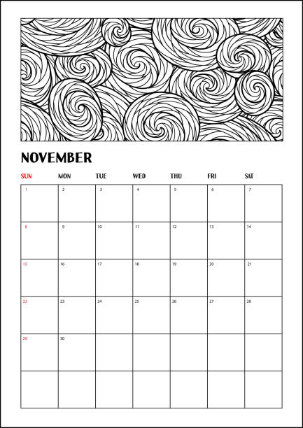 Drawing of november calendar stock illustrations royalty