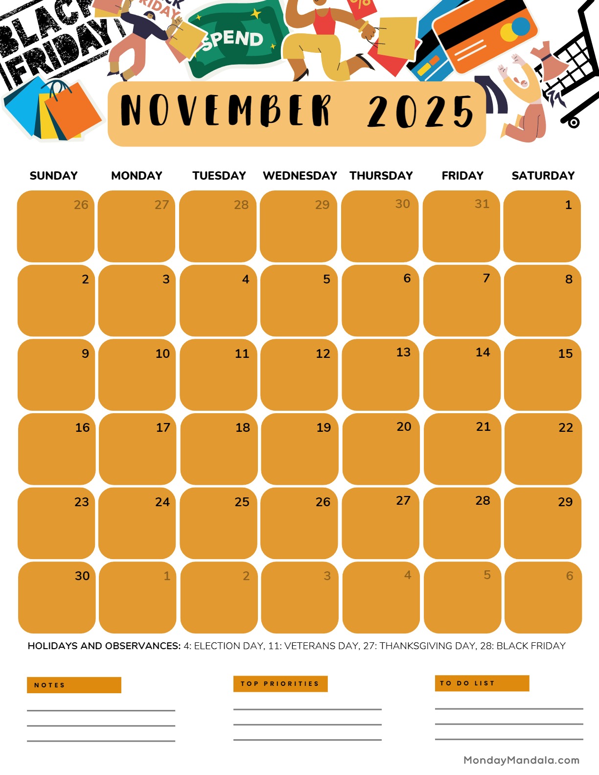 November calendar free pdf printables