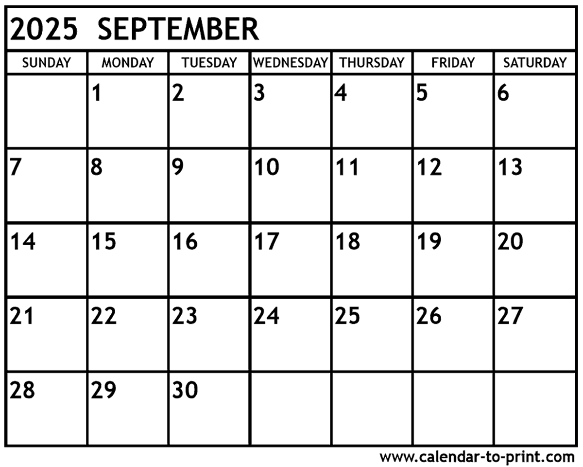 September calendar printable