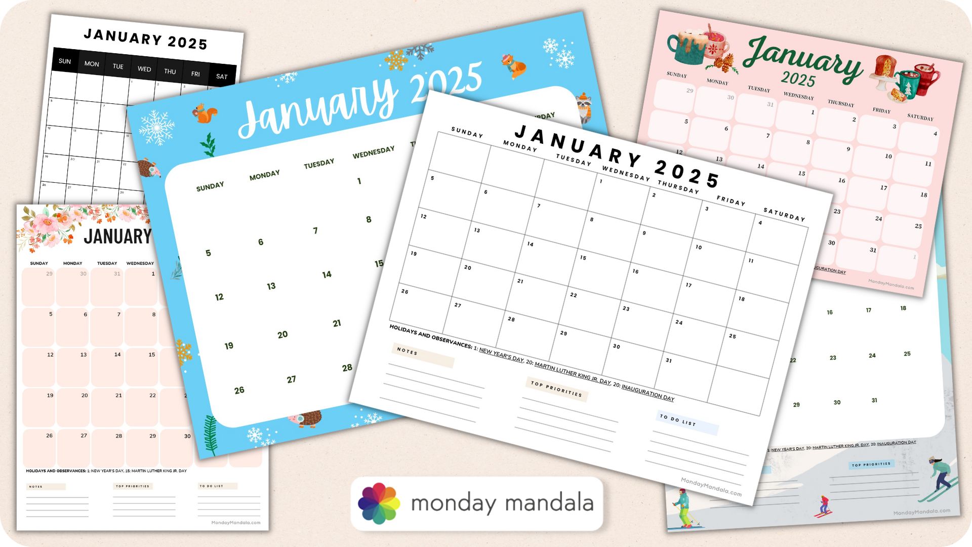 January calendar free pdf printables