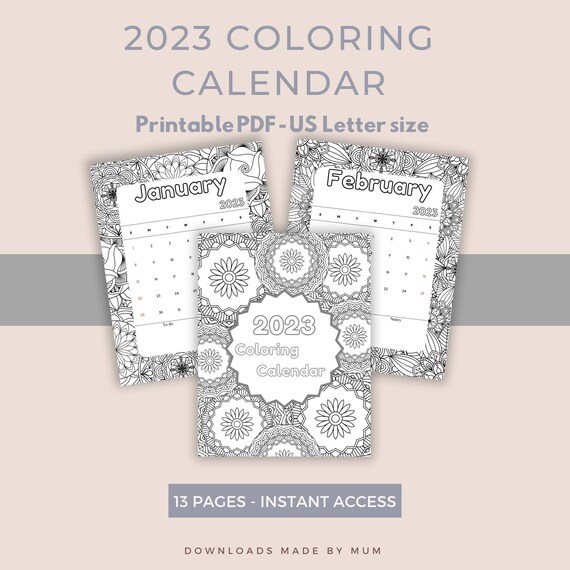 Coloring calendar month calendar mandala calendar yearly calendar printable calendar mandala coloring pages