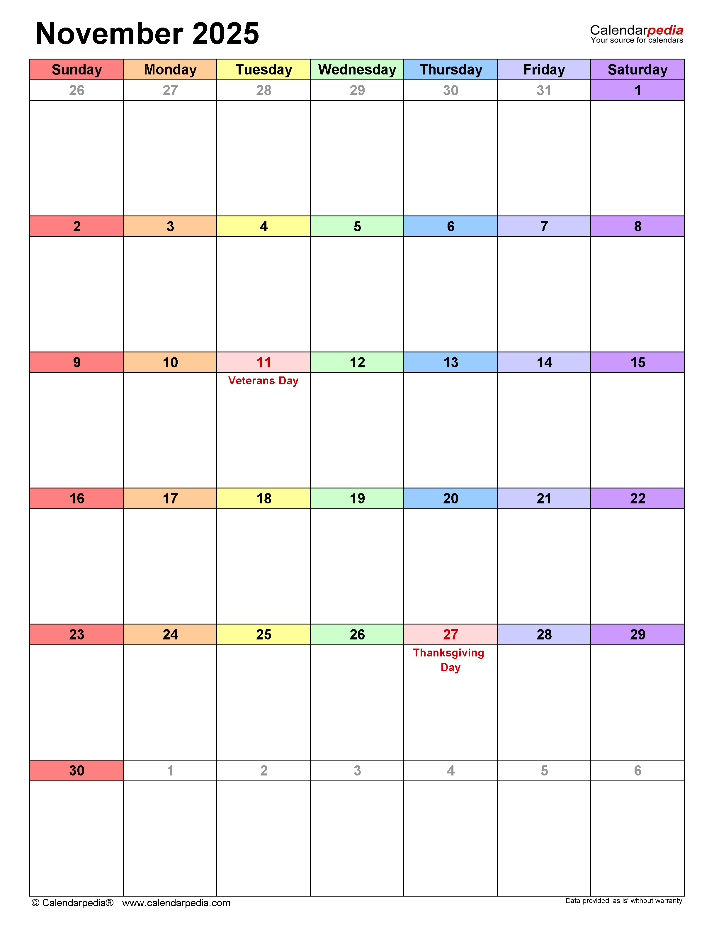 November calendar templates for word excel and pdf