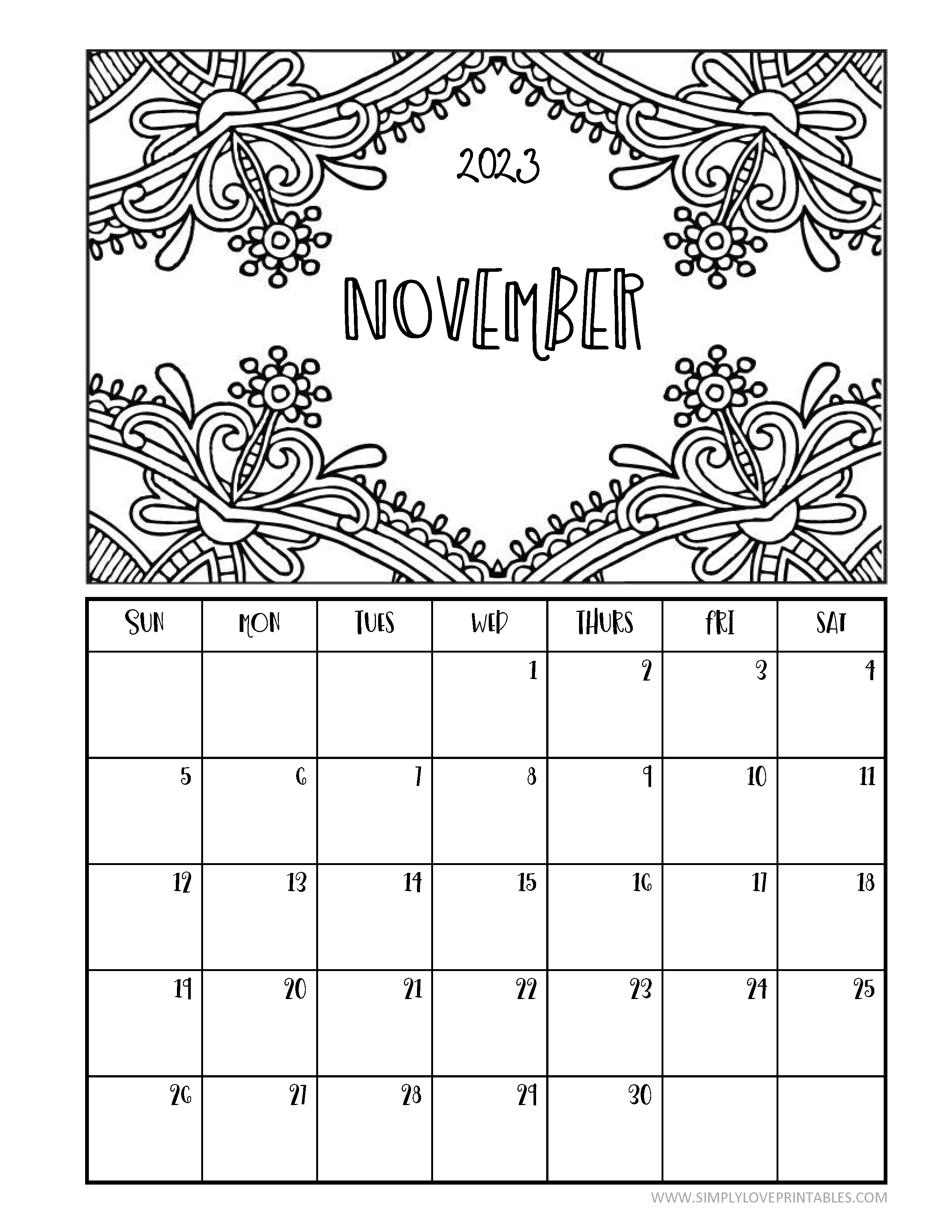 Printable coloring calendars for simply love printables