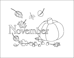 November calendar month coloring page