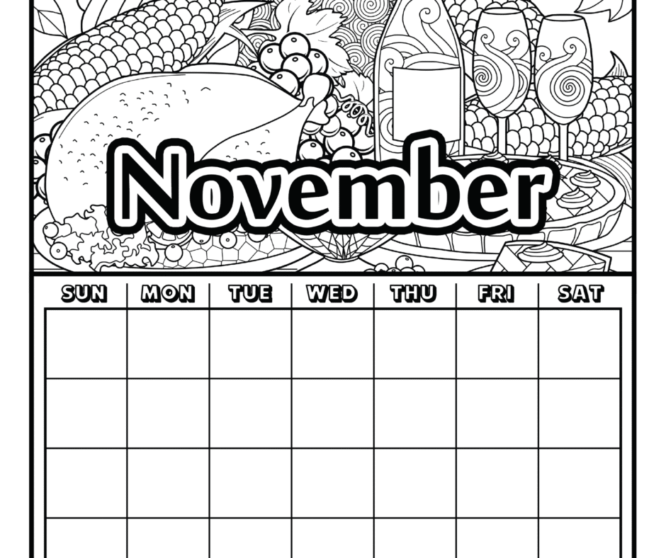 November coloring page printables