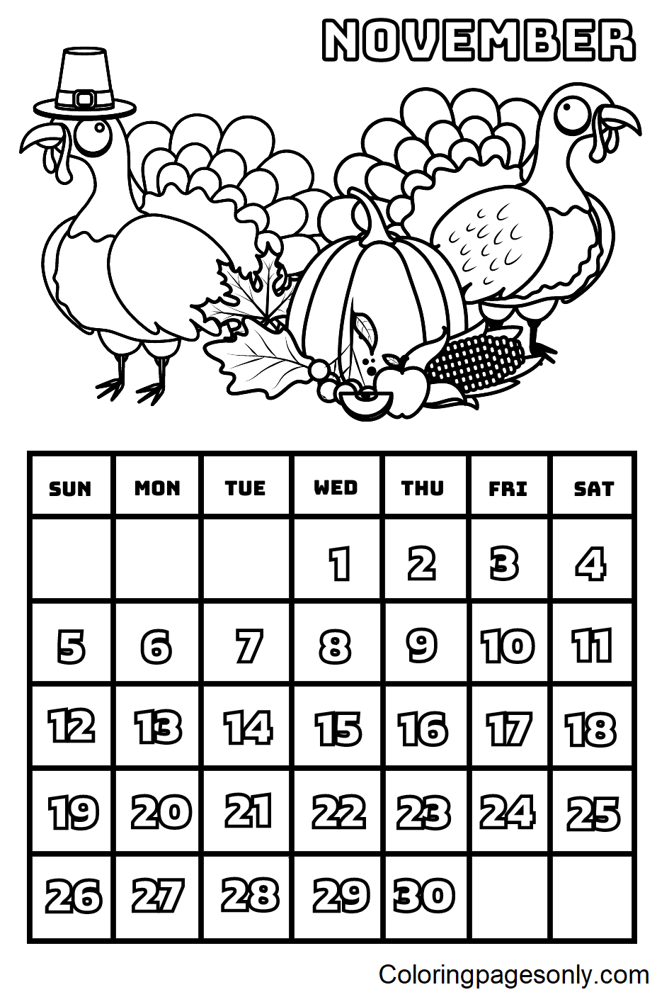 Calendar coloring pages printable for free download