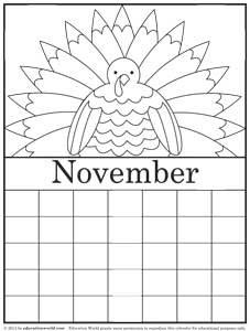 Coloring calendar november