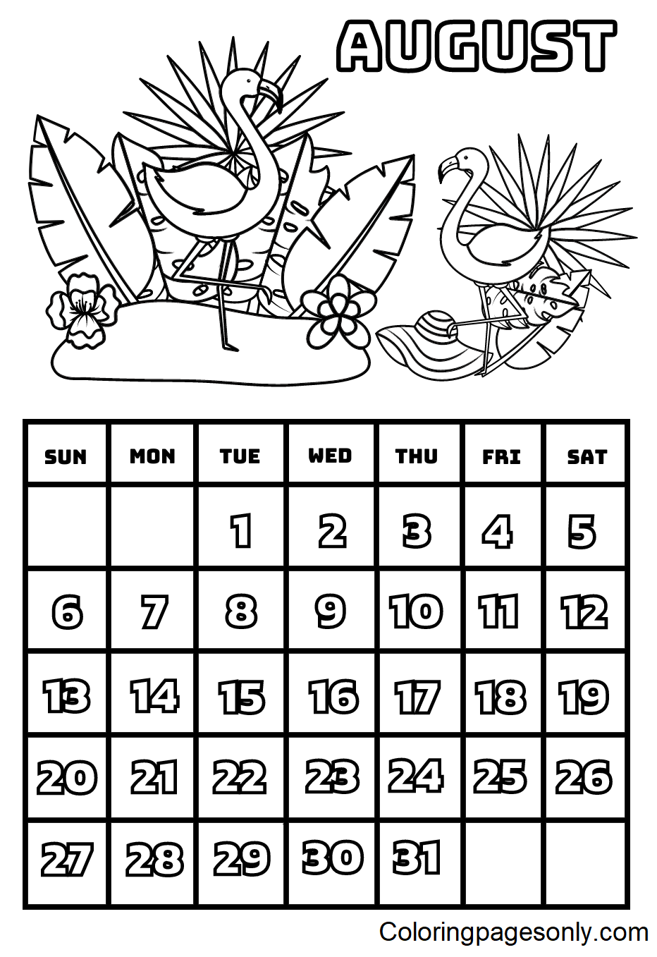 Calendar coloring pages printable for free download