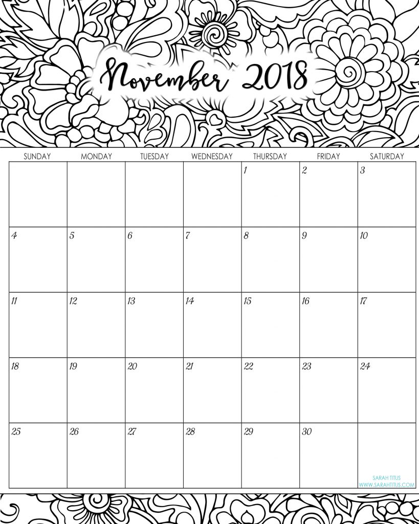 Free blank online calendars november