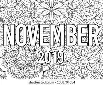 November month coloring page adults mandala stock vector royalty free