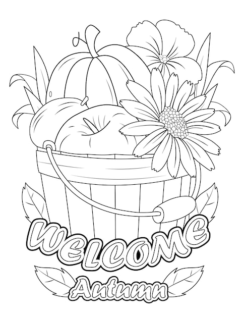 Premium vector autumn coloring page