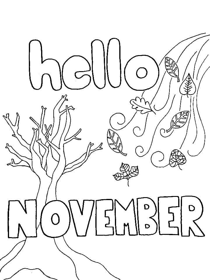 Hello november coloring page