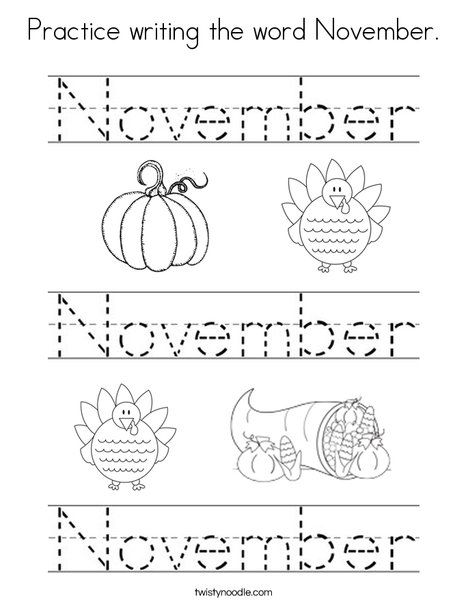 Practice writing the word november coloring page writing practice preschool writing homeschool preschool activities