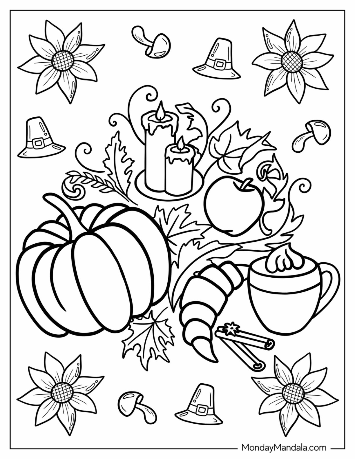 Autumn fall coloring pages free pdf printables