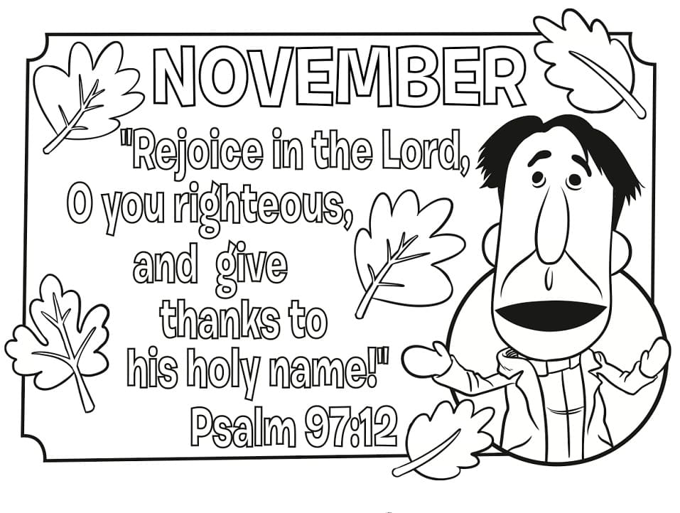 Printable november month coloring page