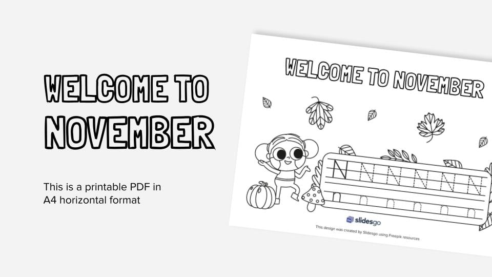 Wele to november printable coloring worksheet