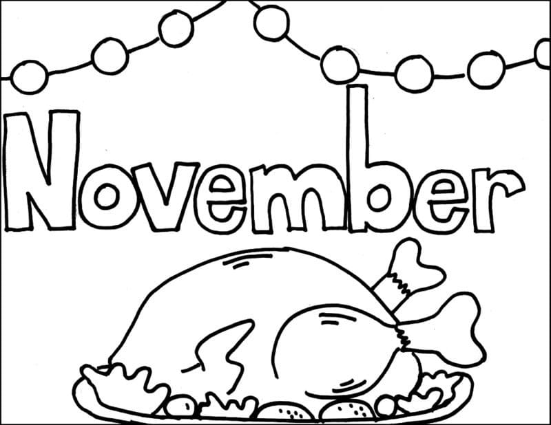 November turkey coloring page