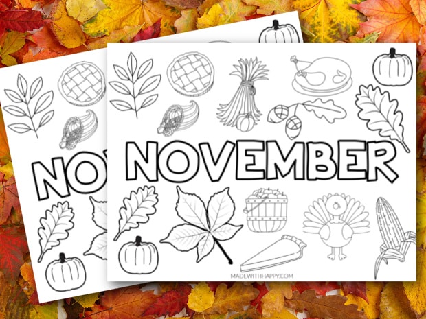 Free november coloring page printable fall coloring