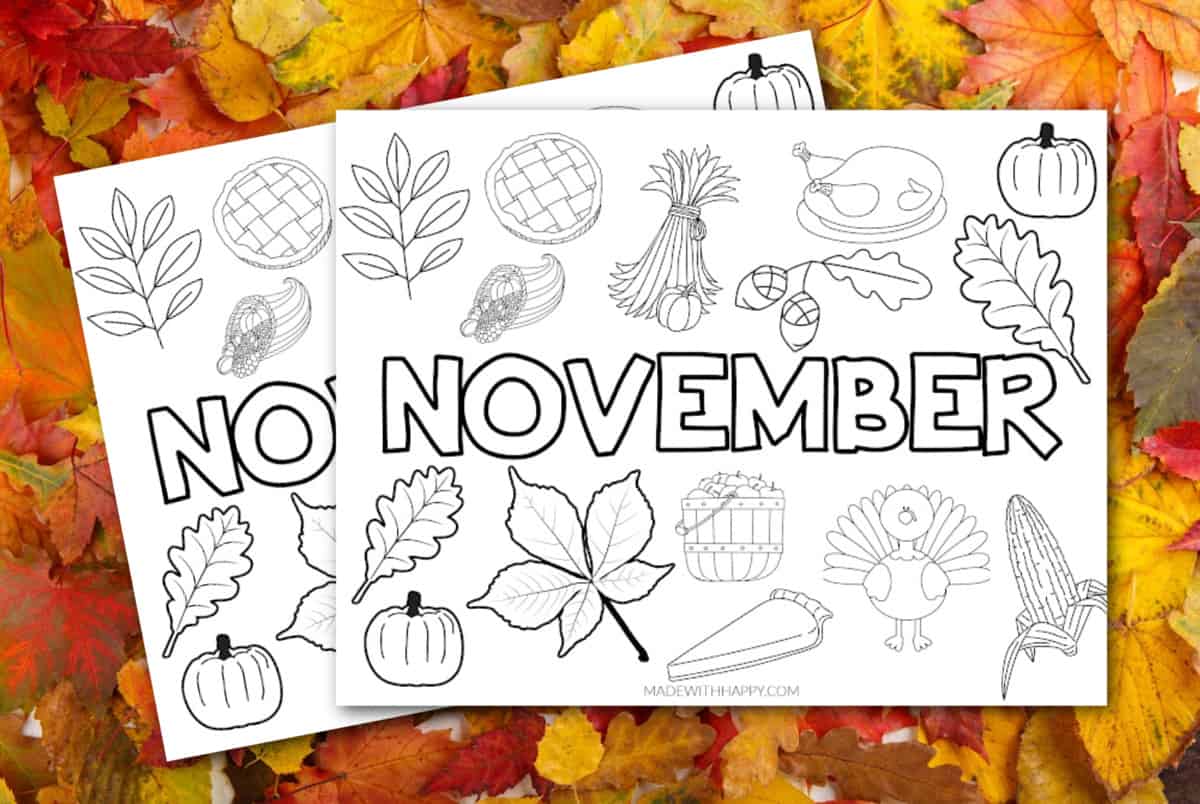 Free november coloring page printable fall coloring