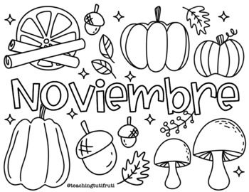 November coloring page noviembre hoja para colorear november colors coloring pages mom calendar