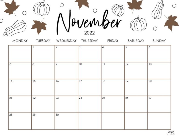Printable november calendar