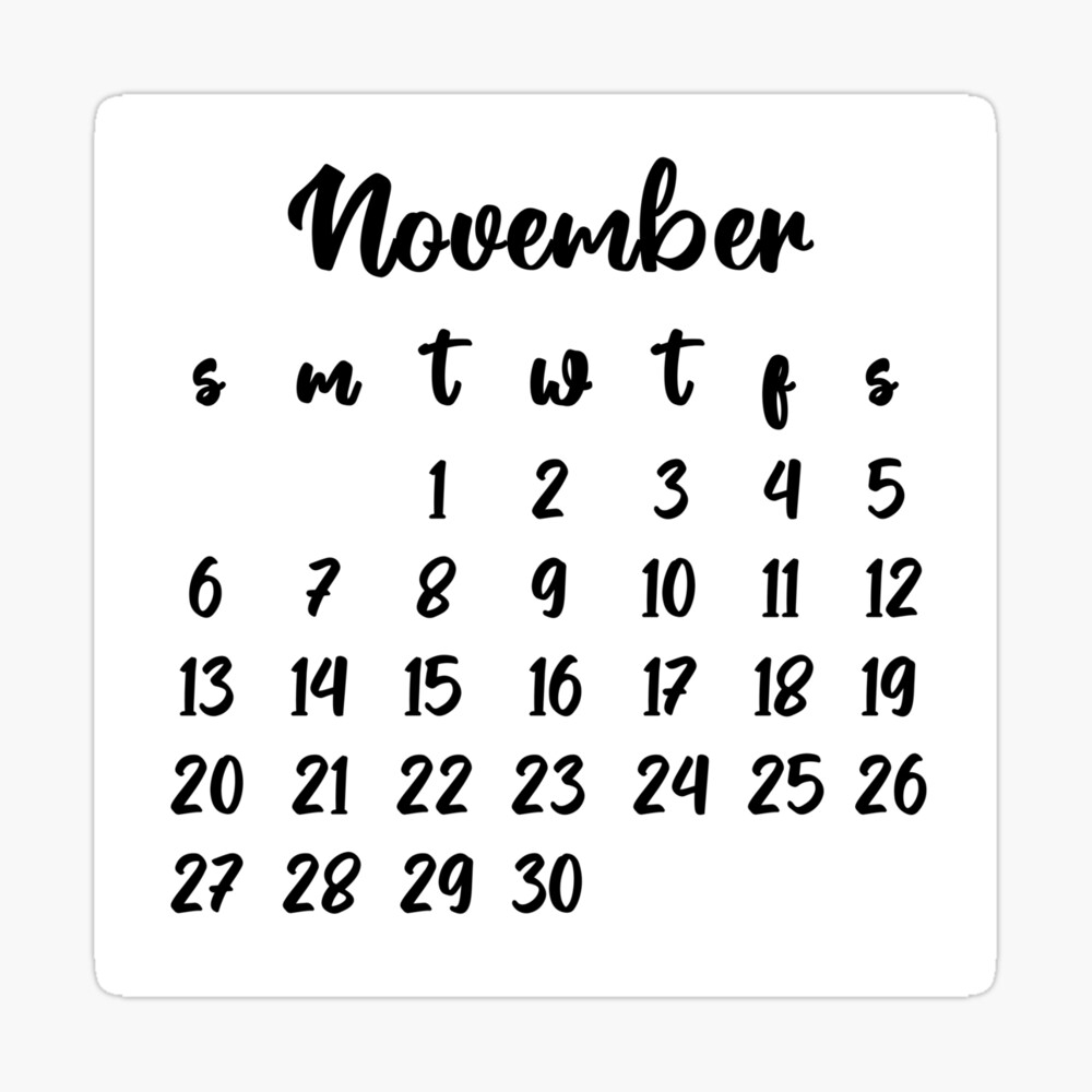 November bullet journal calendar month art board print for sale by felinefeelings