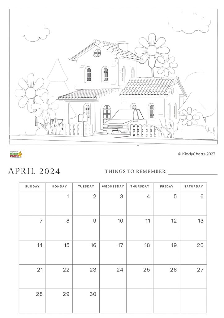 Coloring calendar to print and download today