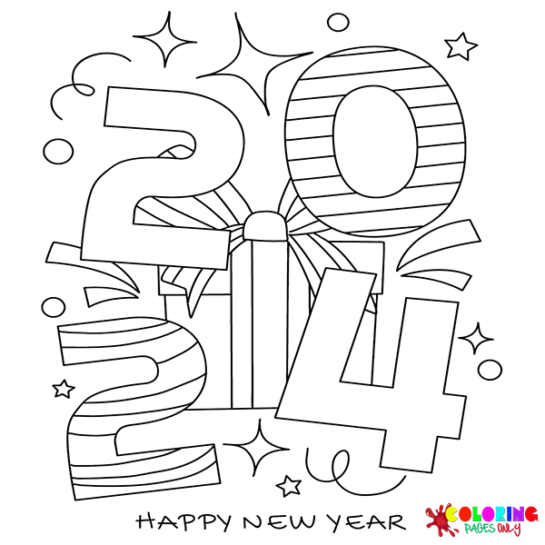 Happy new year coloring pages