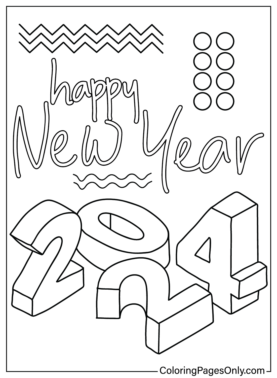 Happy new year coloring pages