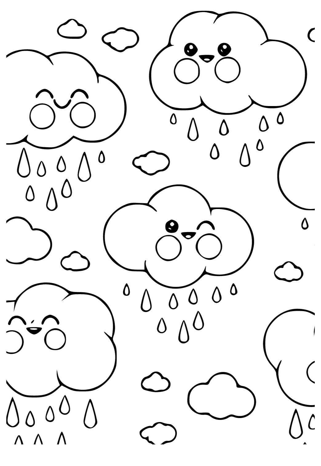 Dibujo e imagen clima nubes para colorear y imprimir gratis para adultos y niãos