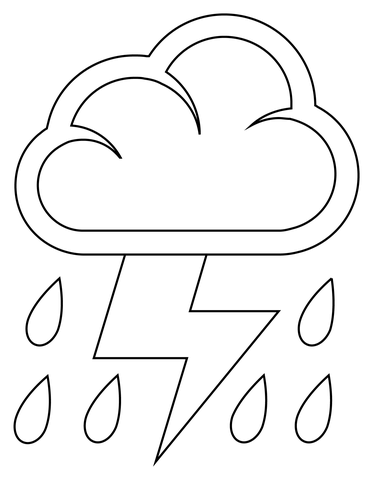 Dibujo de nube con relãmpagos y lluvia para colorear dibujos para colorear imprimir gratis