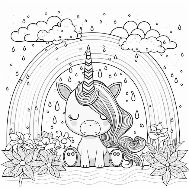 Premium ai image cute rainbow coloring page printable for children and kids image only